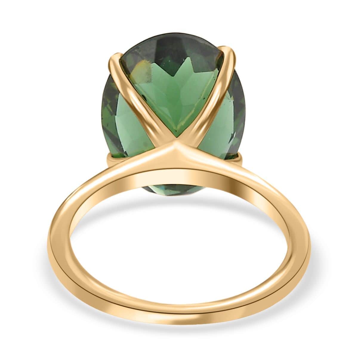 Luxoro 10K Yellow Gold Premium Tanzanian Natural Green Apatite Solitaire Ring 8.90 ctw image number 4