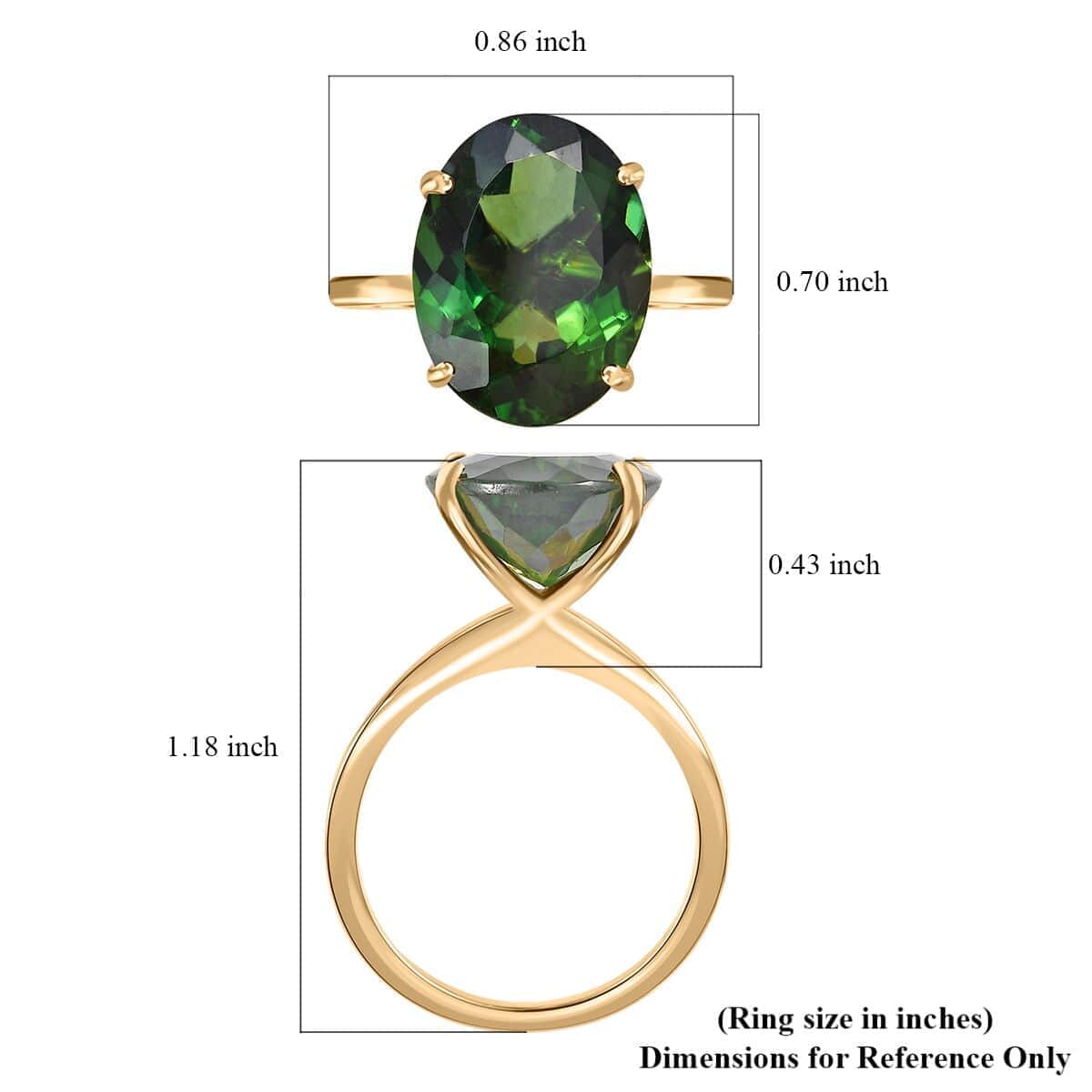 Luxoro 10K Yellow Gold Premium Tanzanian Natural Green Apatite Solitaire Ring 8.90 ctw image number 5