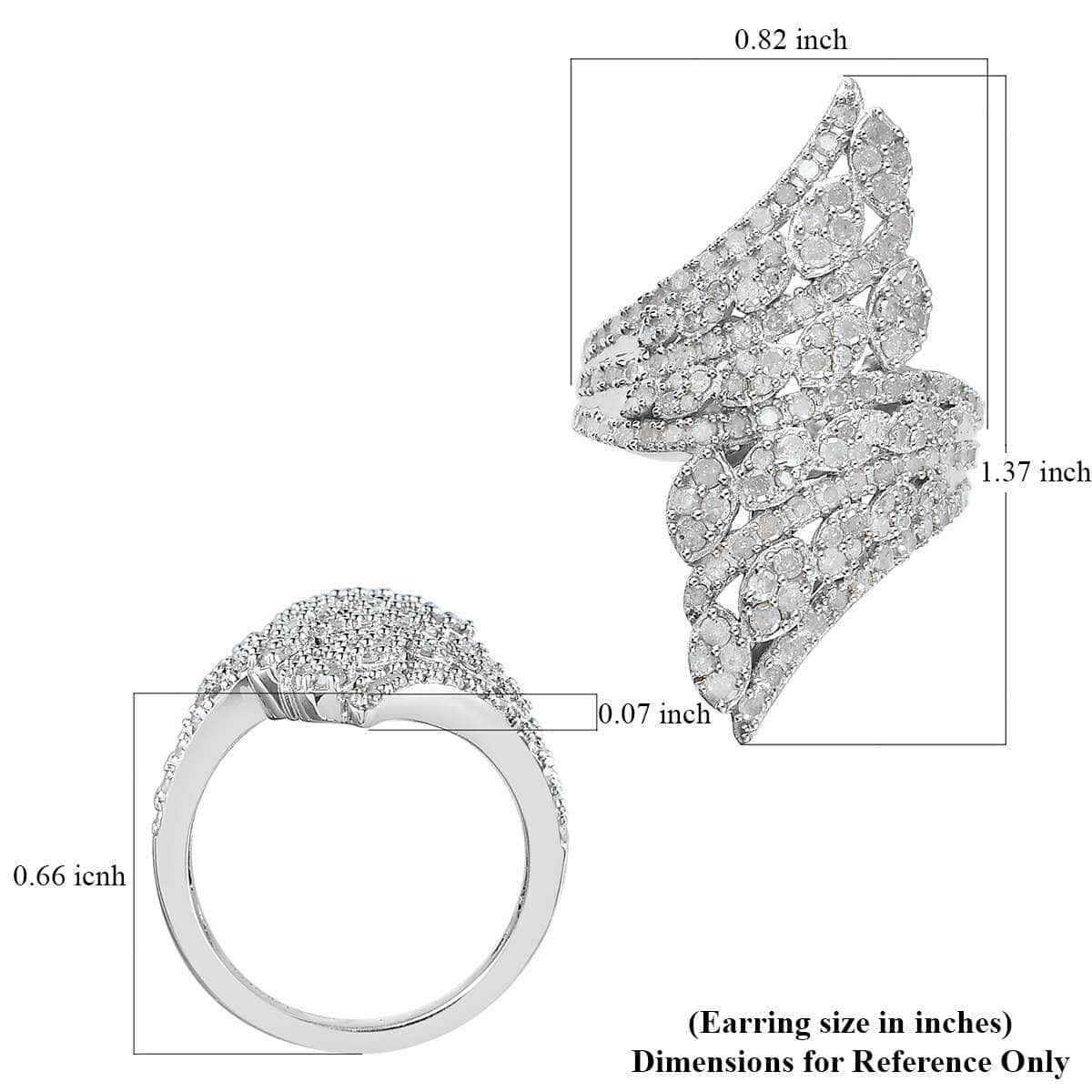 Diamond Bypass Ring in Platinum Over Sterling Silver 1.50 ctw image number 5