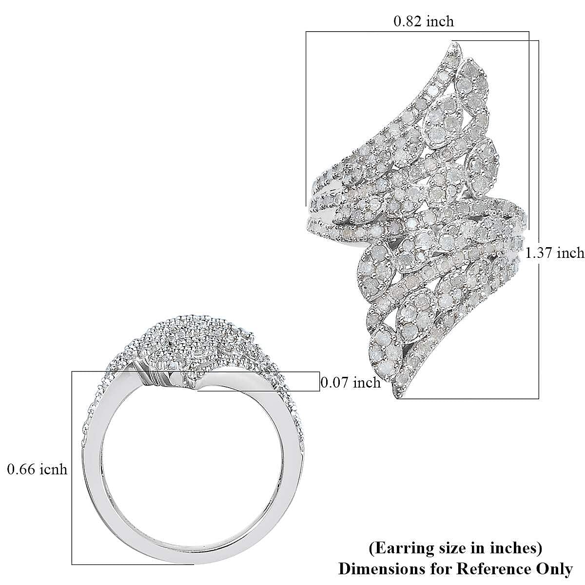 Diamond Bypass Ring in Platinum Over Sterling Silver, Promise Rings (Size 8.0) 1.50 ctw image number 5