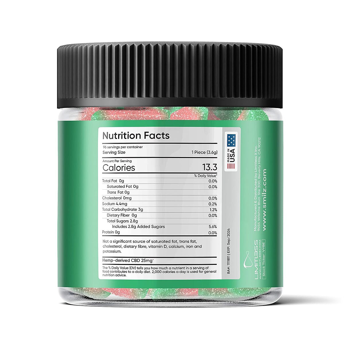 Smilz Broad Spectrum Watermelon Gummy Slices - 2,400mg image number 2