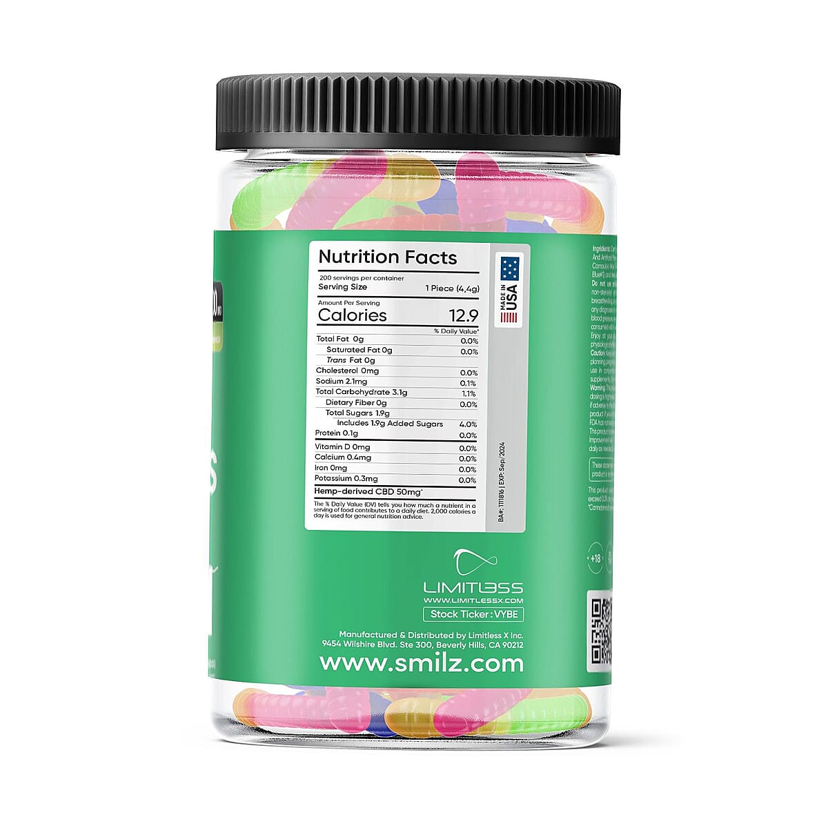 Smilz Broad Spectrum Clear Gummy Worms - 10,000mg image number 2