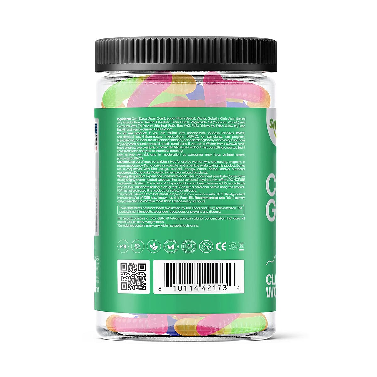 Smilz Broad Spectrum Clear Gummy Worms - 10,000mg image number 3