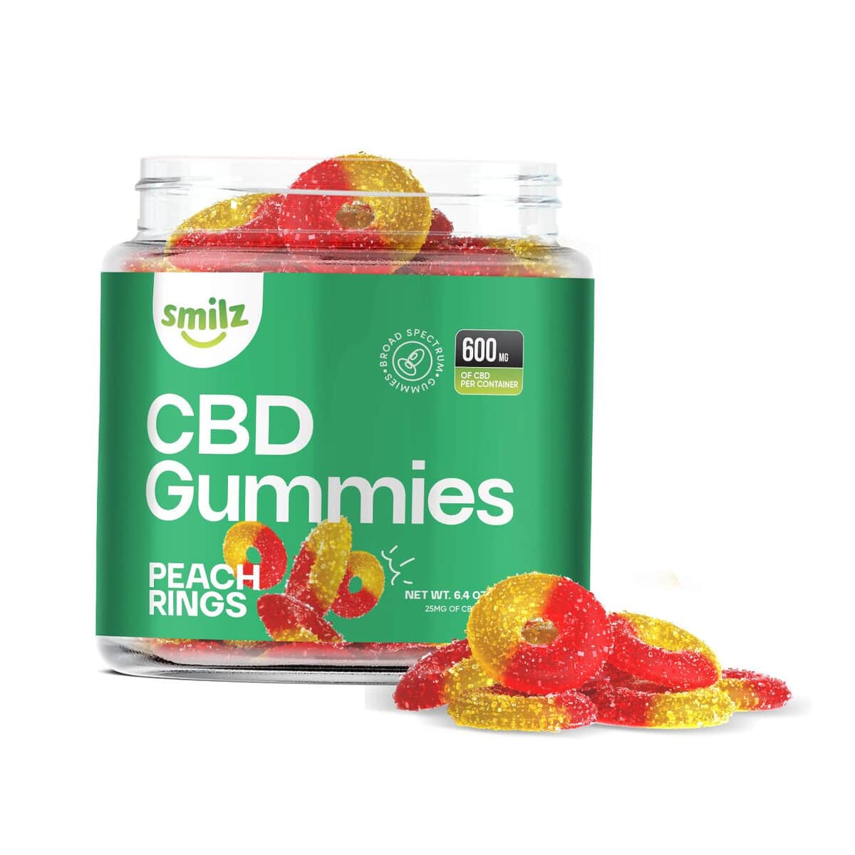 Smilz Broad Spectrum CBD Peach Rings - 600mg image number 0