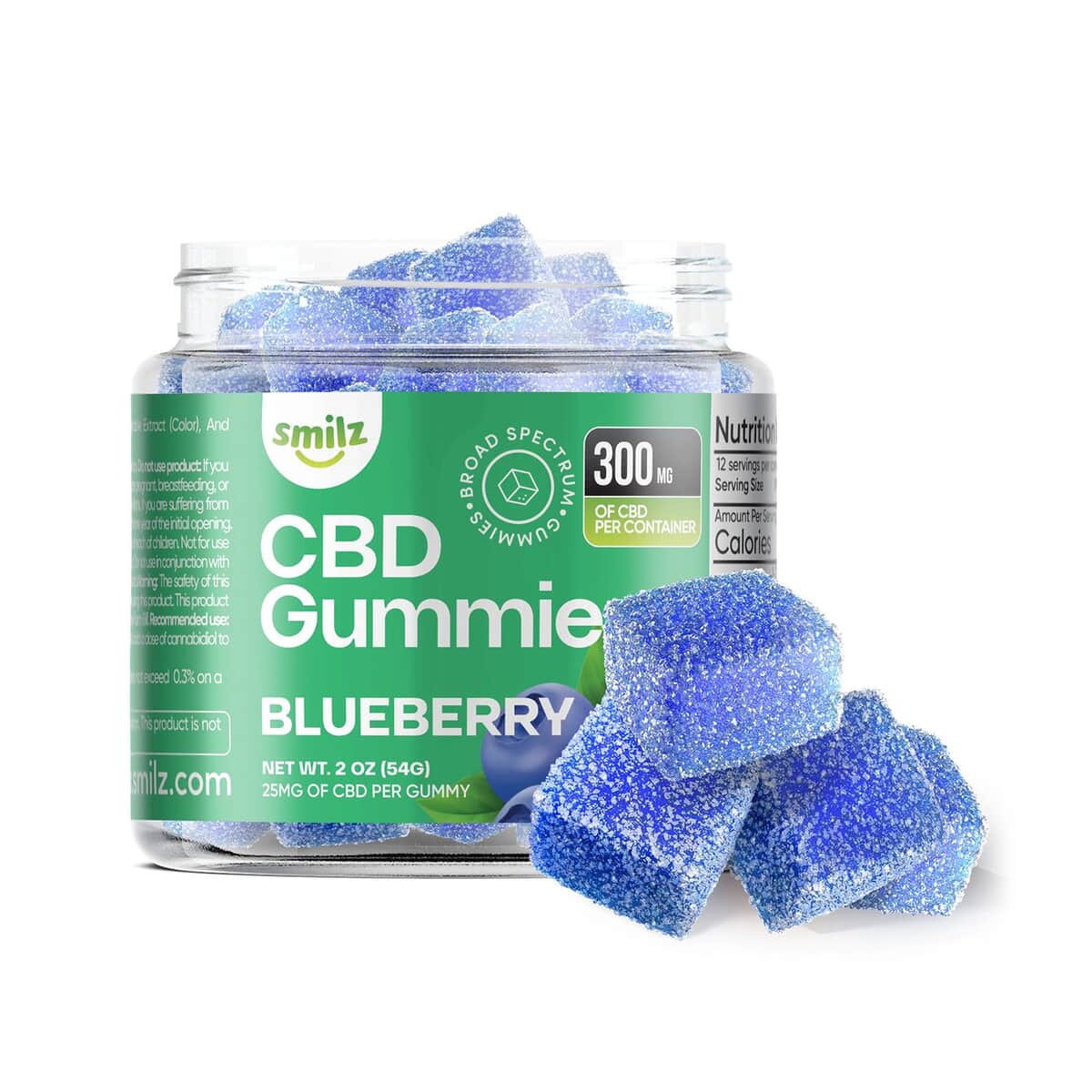 Smilz Blueberry Pectin-infused Broad Spectrum CBD Gummies - 300mg image number 0