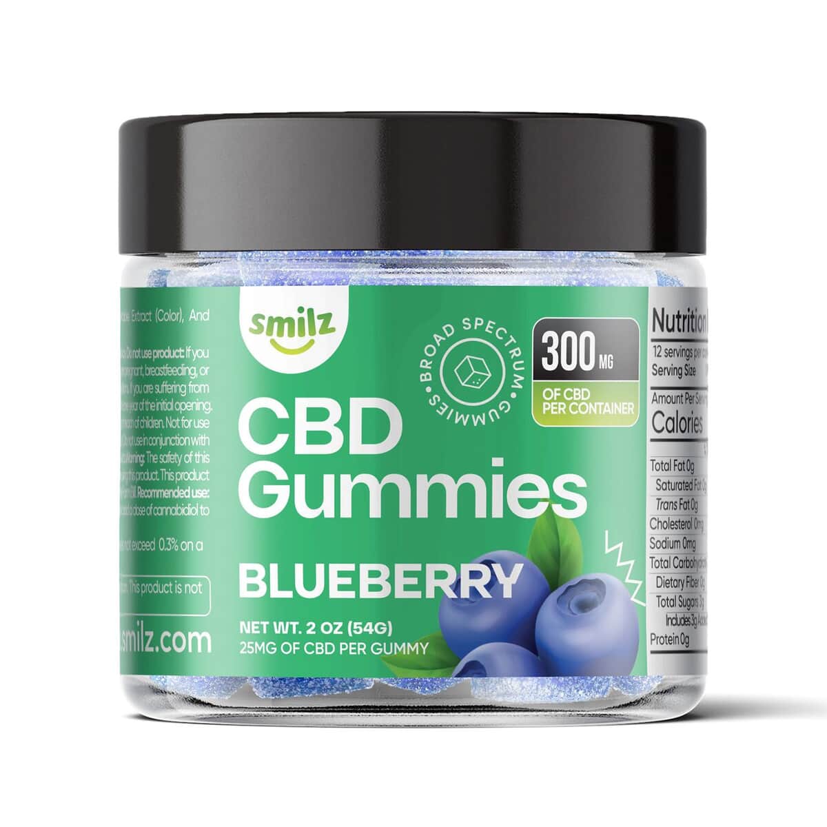 Smilz Blueberry Pectin-infused Broad Spectrum CBD Gummies - 300mg image number 1