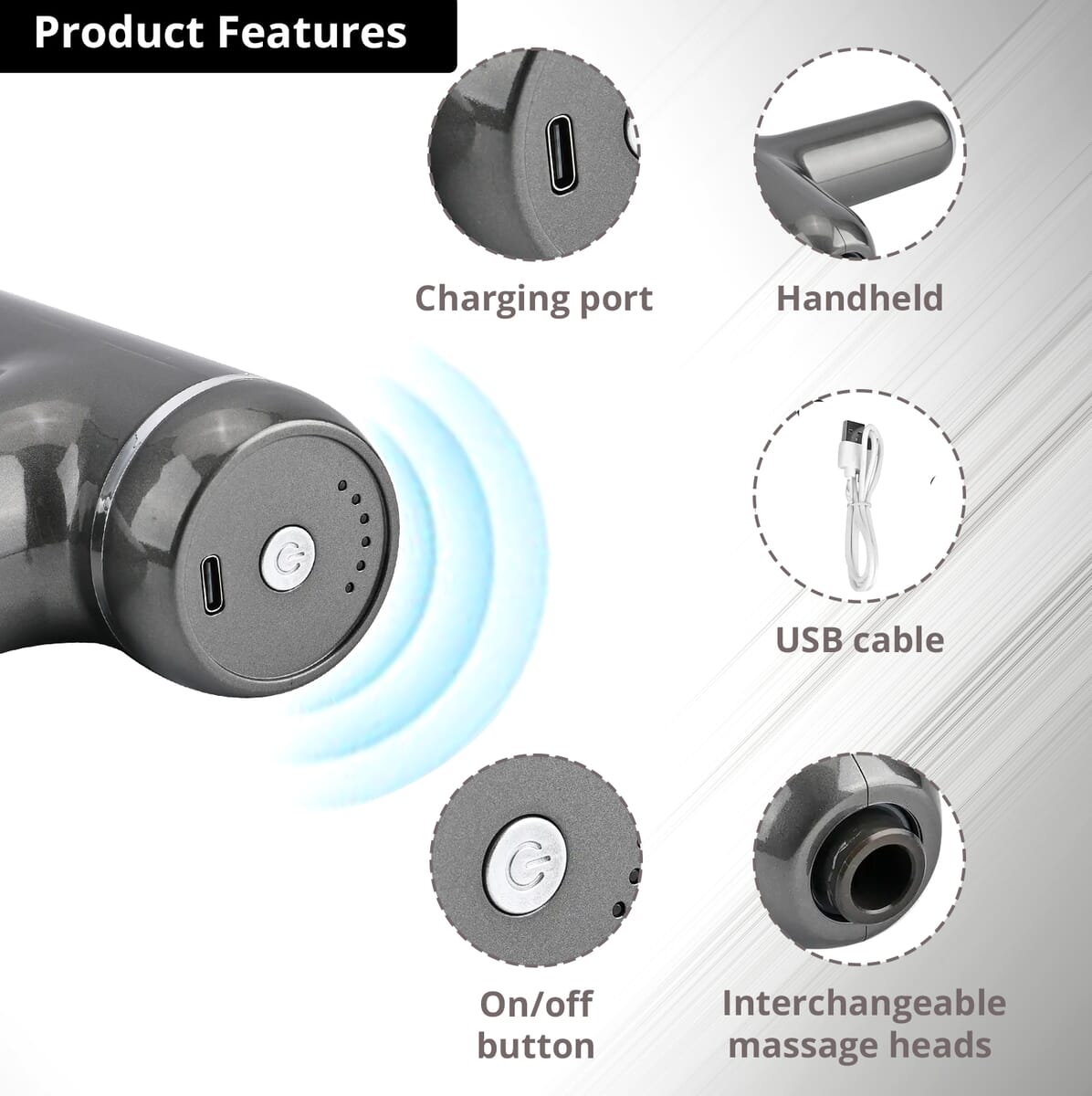 Gray Microvibration 4 Heads Fascial Massage Gun image number 1