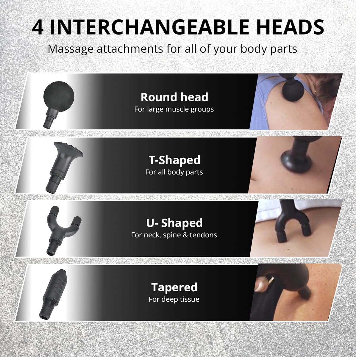 Gray Microvibration 4 Heads Fascial Massage Gun image number 2