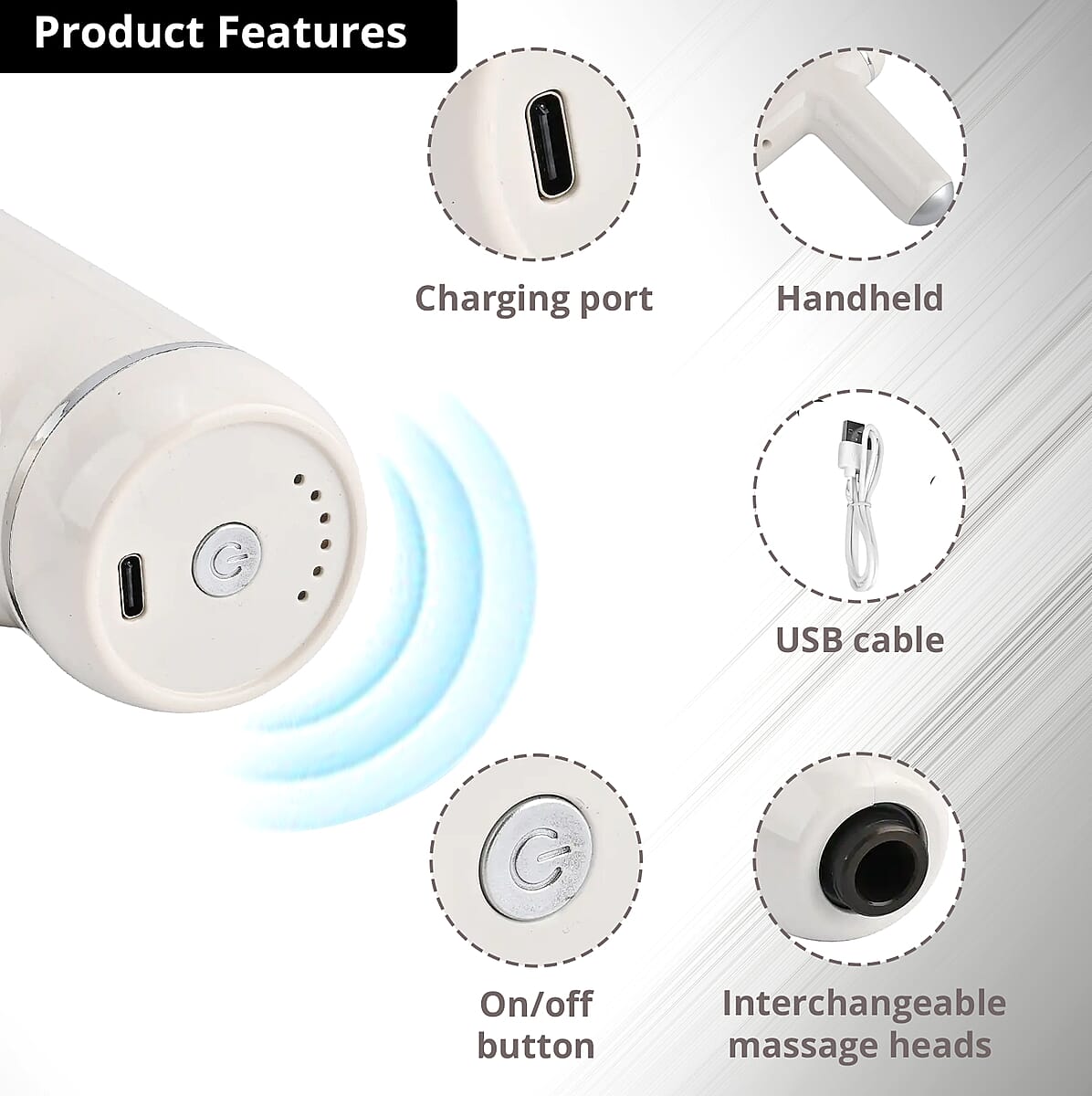 White Microvibration 4 Heads Fascial Massage Gun image number 1