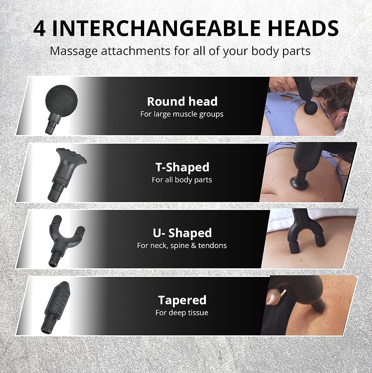 White Microvibration 4 Heads Fascial Massage Gun image number 2
