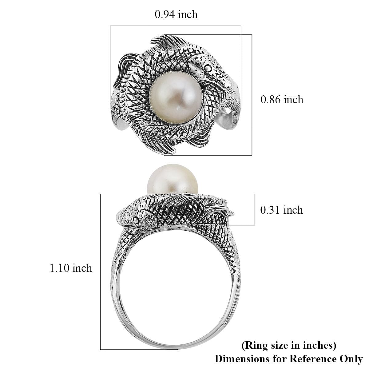 Bali Legacy South Sea Golden Pearl Koi Fish Ring in Sterling Silver image number 4
