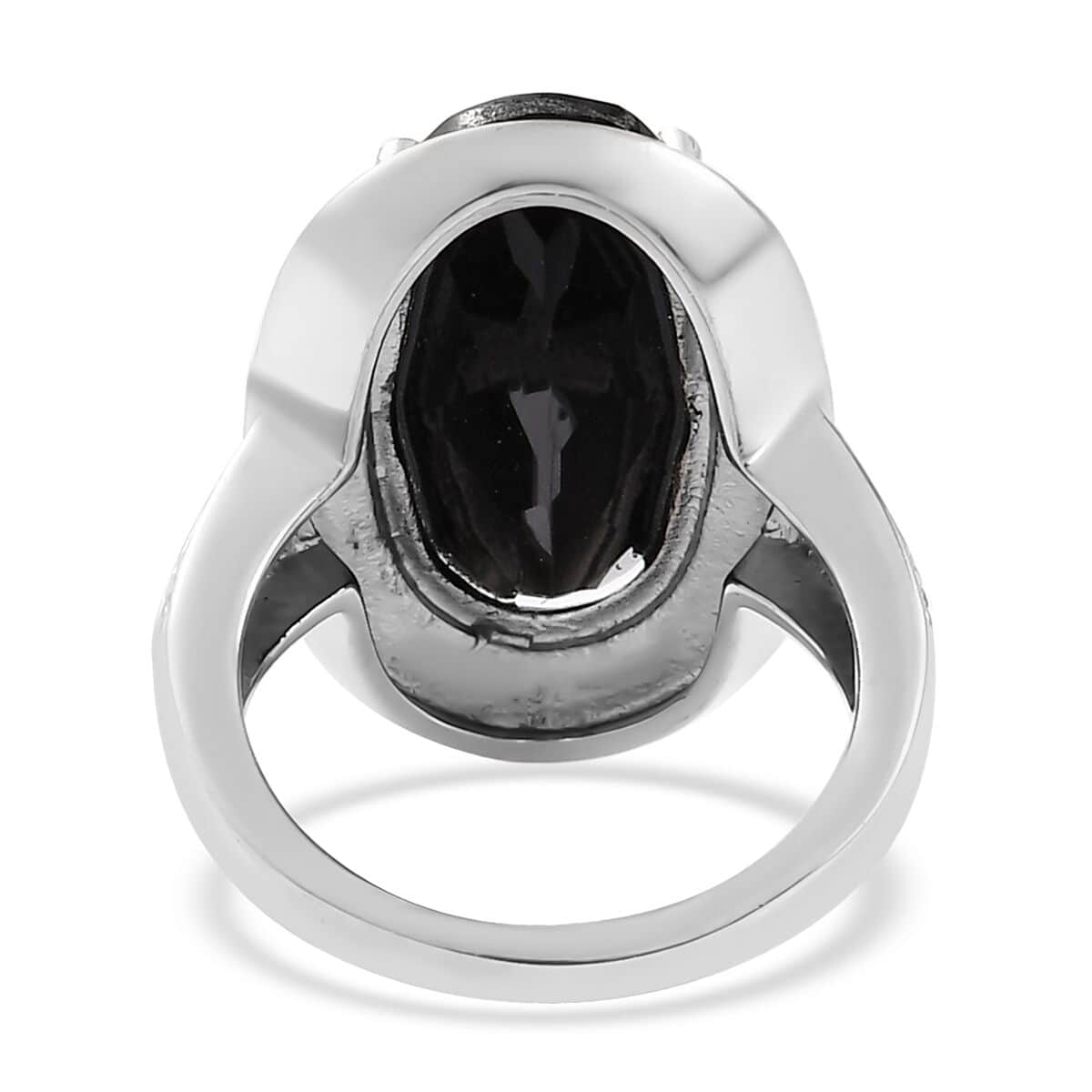 California Black Jade Solitaire Ring in Stainless Steel (Size 10.0) 9.50 ctw image number 2