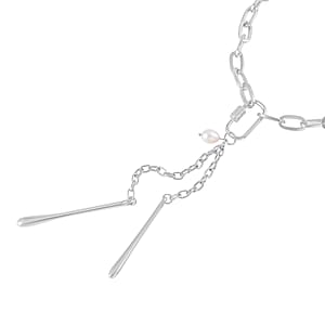 White Freshwater Pearl Necklace 20.5-22.5 Inches in Silvertone