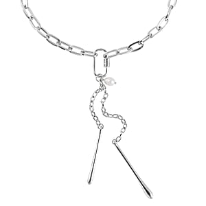 White Freshwater Pearl Necklace 20.5-22.5 Inches in Silvertone