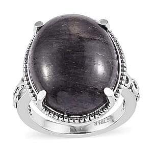 Blue Aventurine Solitaire Ring in Stainless Steel (Size 10.0) 13.65 ctw , Tarnish-Free, Waterproof, Sweat Proof Jewelry