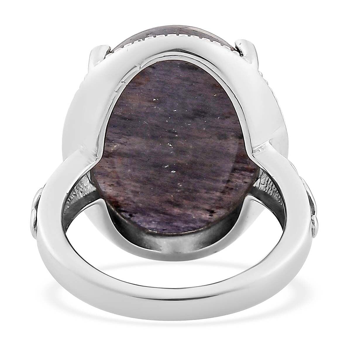 Blue Aventurine Solitaire Ring in Stainless Steel (Size 10.0) 13.65 ctw , Tarnish-Free, Waterproof, Sweat Proof Jewelry image number 2