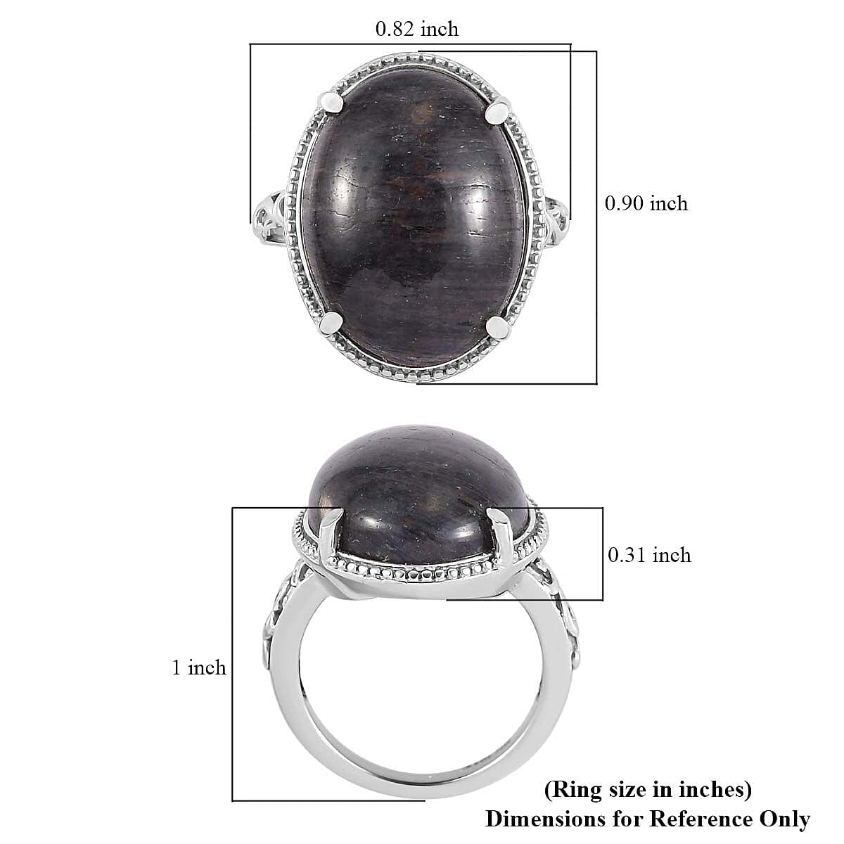 Blue Aventurine Solitaire Ring in Stainless Steel (Size 10.0) 13.65 ctw , Tarnish-Free, Waterproof, Sweat Proof Jewelry image number 3