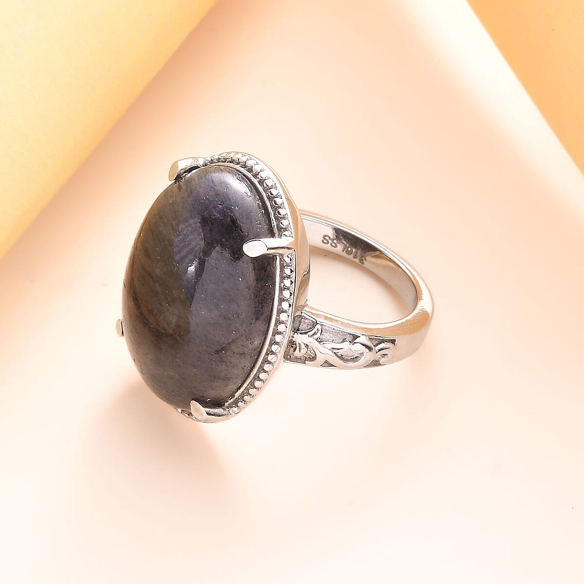 Blue Aventurine Solitaire Ring in Stainless Steel (Size 11.0) 13.65 ctw , Tarnish-Free, Waterproof, Sweat Proof Jewelry image number 1