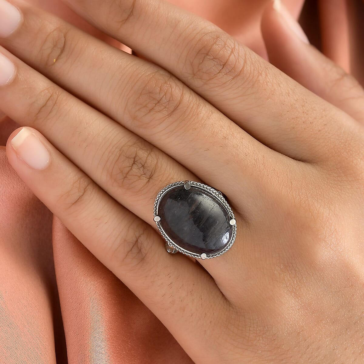 Blue Aventurine Solitaire Ring in Stainless Steel (Size 11.0) 13.65 ctw , Tarnish-Free, Waterproof, Sweat Proof Jewelry image number 2