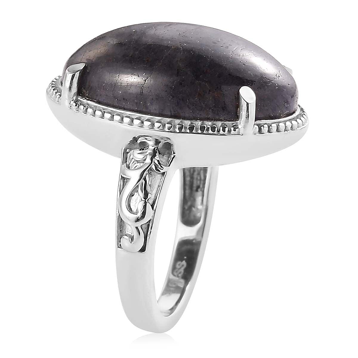 Blue Aventurine Solitaire Ring in Stainless Steel (Size 11.0) 13.65 ctw , Tarnish-Free, Waterproof, Sweat Proof Jewelry image number 3