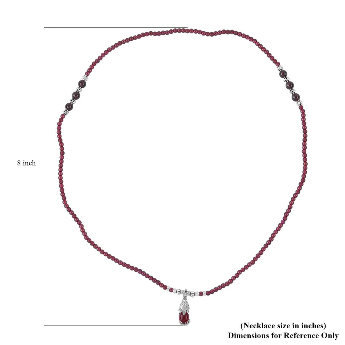 Simulated Ruby and Multi Gemstone Pendant with Mozambique Garnet Beaded Necklace 20 Inches in Silvertone 53.10 ctw image number 6