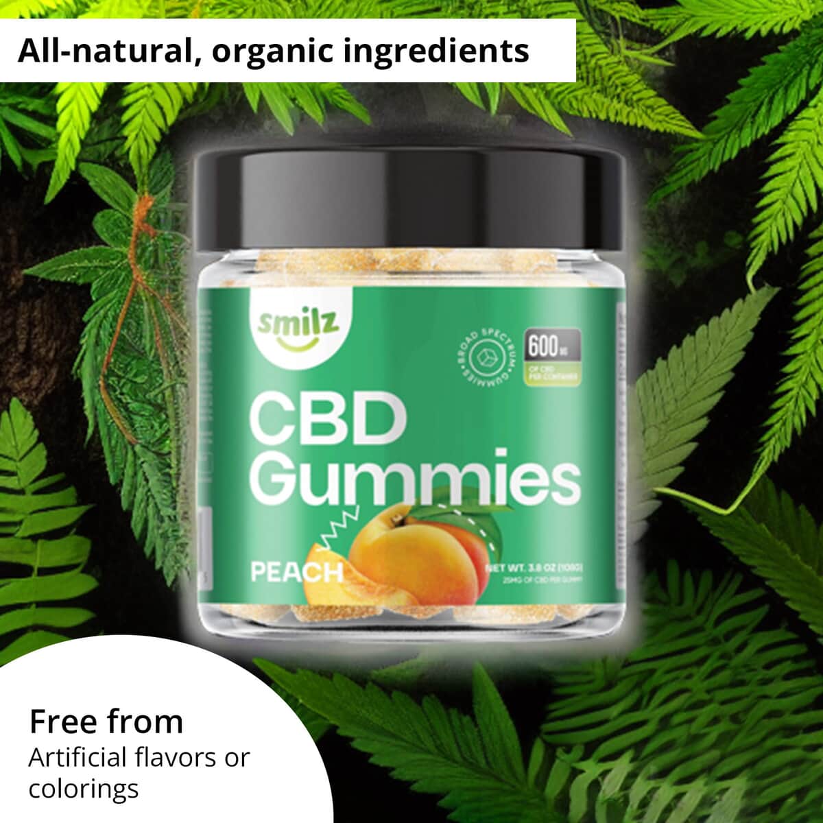 Smilz Peach Pectin-infused Broad Spectrum CBD Gummies - 600mg image number 1