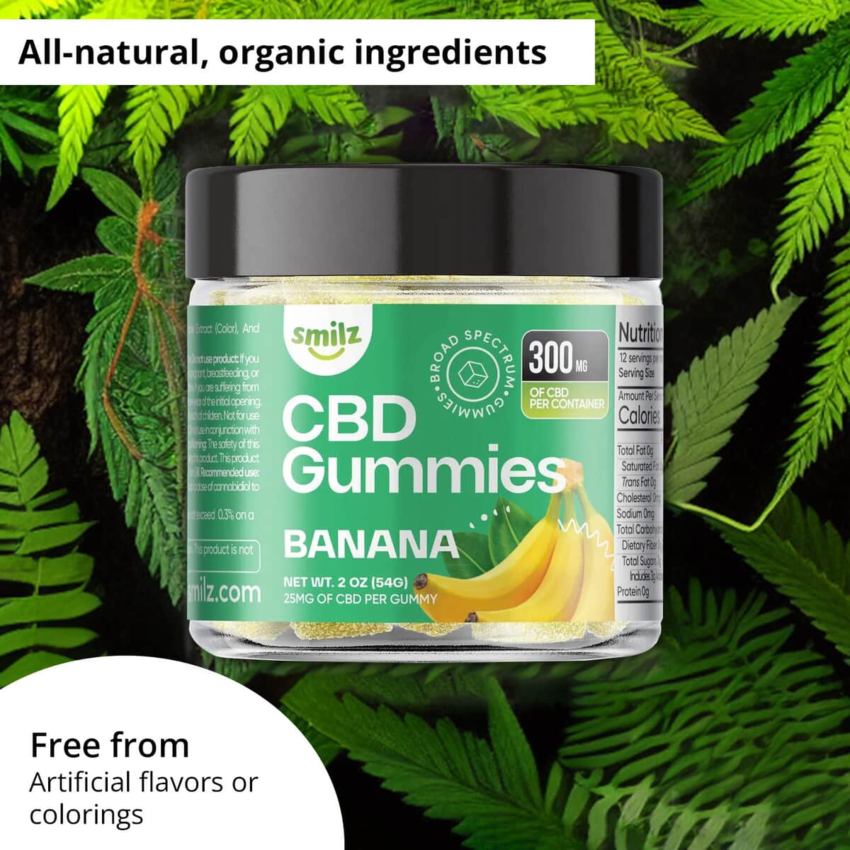 Smilz Banana Pectin-infused Broad Spectrum CBD Gummies - 300mg image number 2