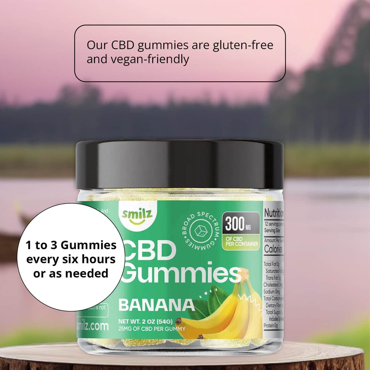 Smilz Banana Pectin-infused Broad Spectrum CBD Gummies - 300mg image number 3