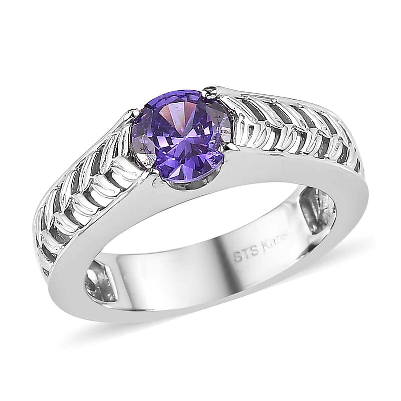 Karis Simulated Blue Diamond Men's Ring in Platinum Bond (Size 10.0) 2.00 ctw