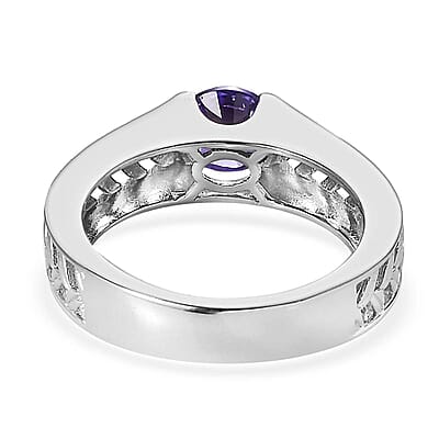 Karis Simulated Blue Diamond Men's Ring in Platinum Bond (Size 10.0) 2.00 ctw