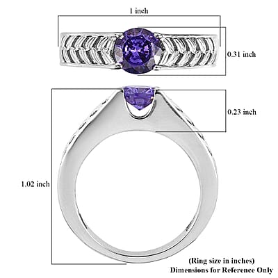 Karis Simulated Blue Diamond Men's Ring in Platinum Bond (Size 10.0) 2.00 ctw