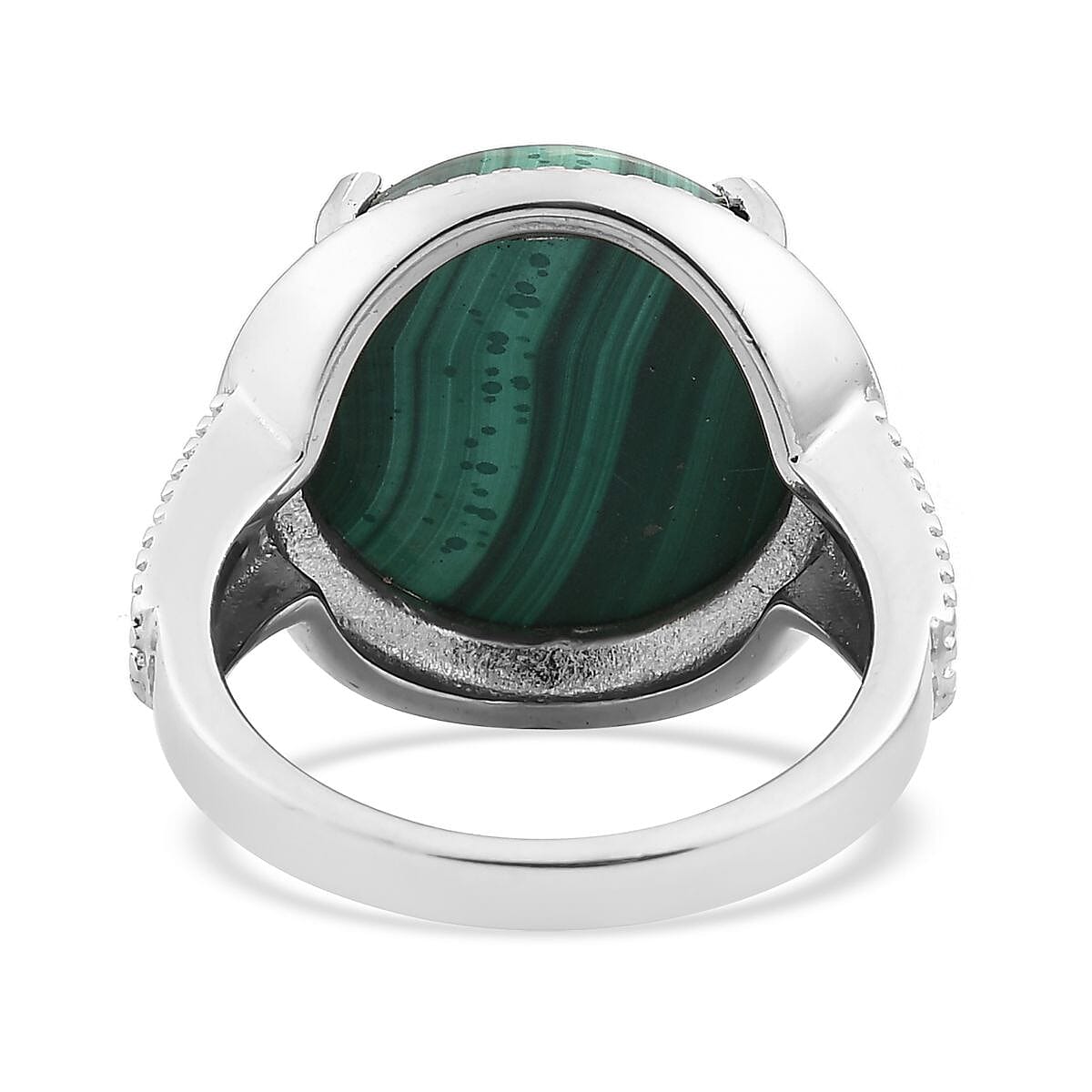 African Malachite Solitaire Ring in Stainless Steel (Size 9.0) 15.00 ctw , Tarnish-Free, Waterproof, Sweat Proof Jewelry image number 4