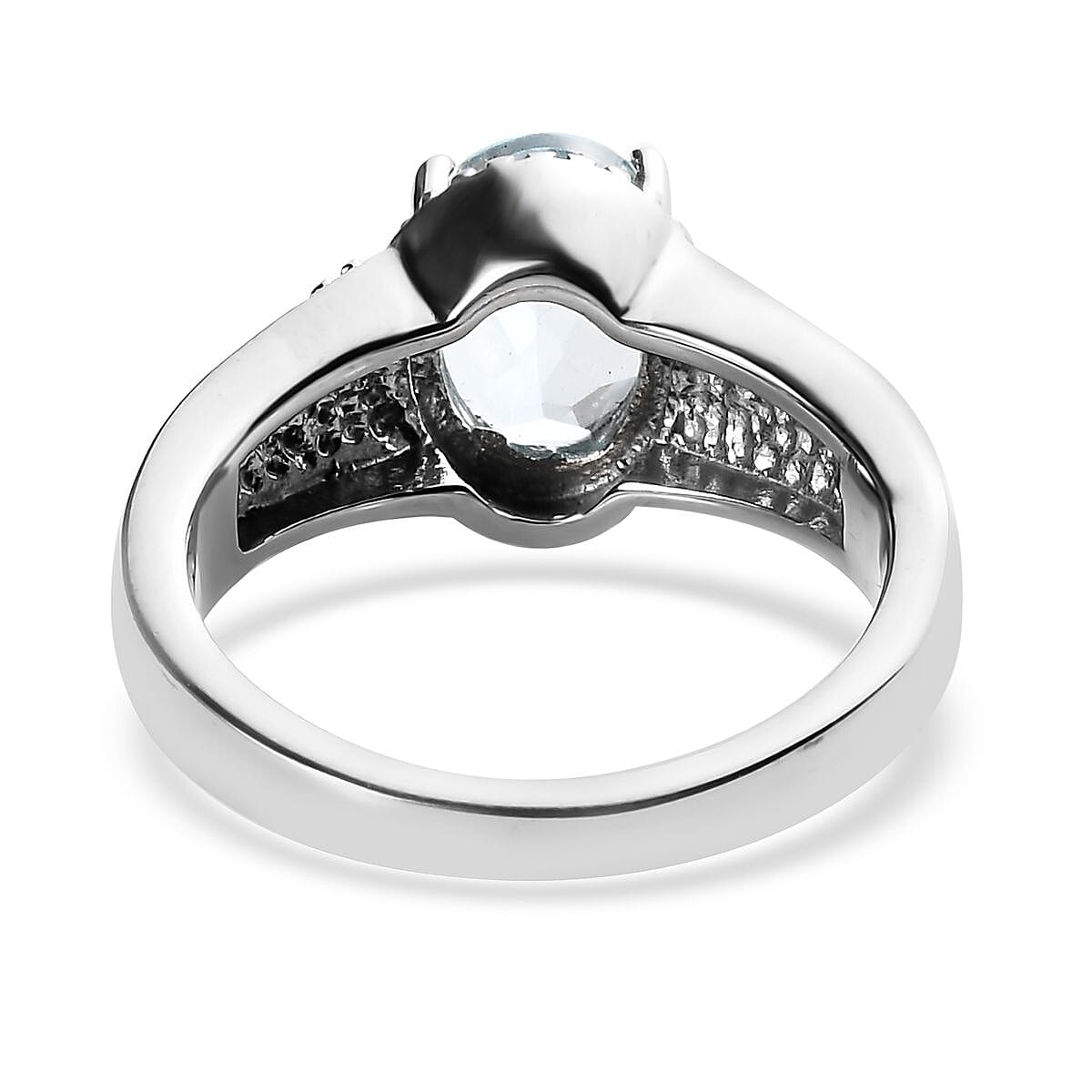 Blue Topaz Solitaire Ring in Stainless Steel (Size 11.0) 2.25 ctw | Tarnish-Free, Waterproof, Sweat Proof Jewelry