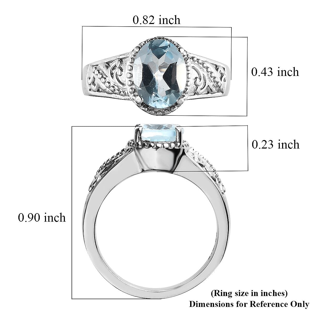 Blue Topaz Solitaire Ring in Stainless Steel (Size 11.0) 2.25 ctw | Tarnish-Free, Waterproof, Sweat Proof Jewelry