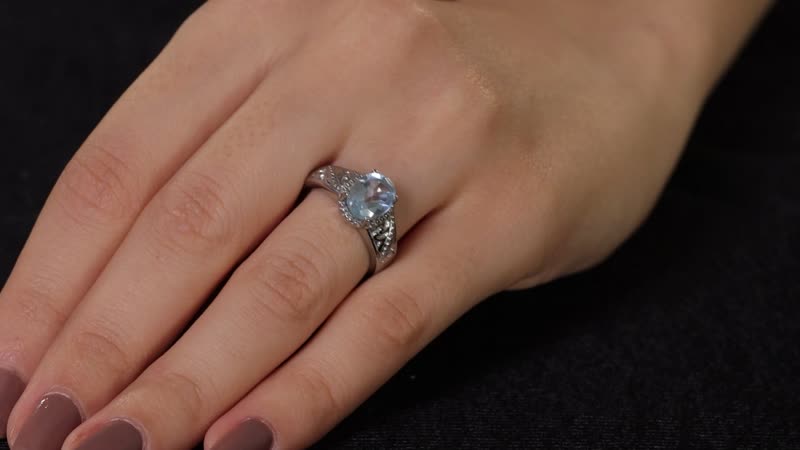 Blue Topaz Solitaire Ring in Stainless Steel (Size 10.0) 2.25 ctw