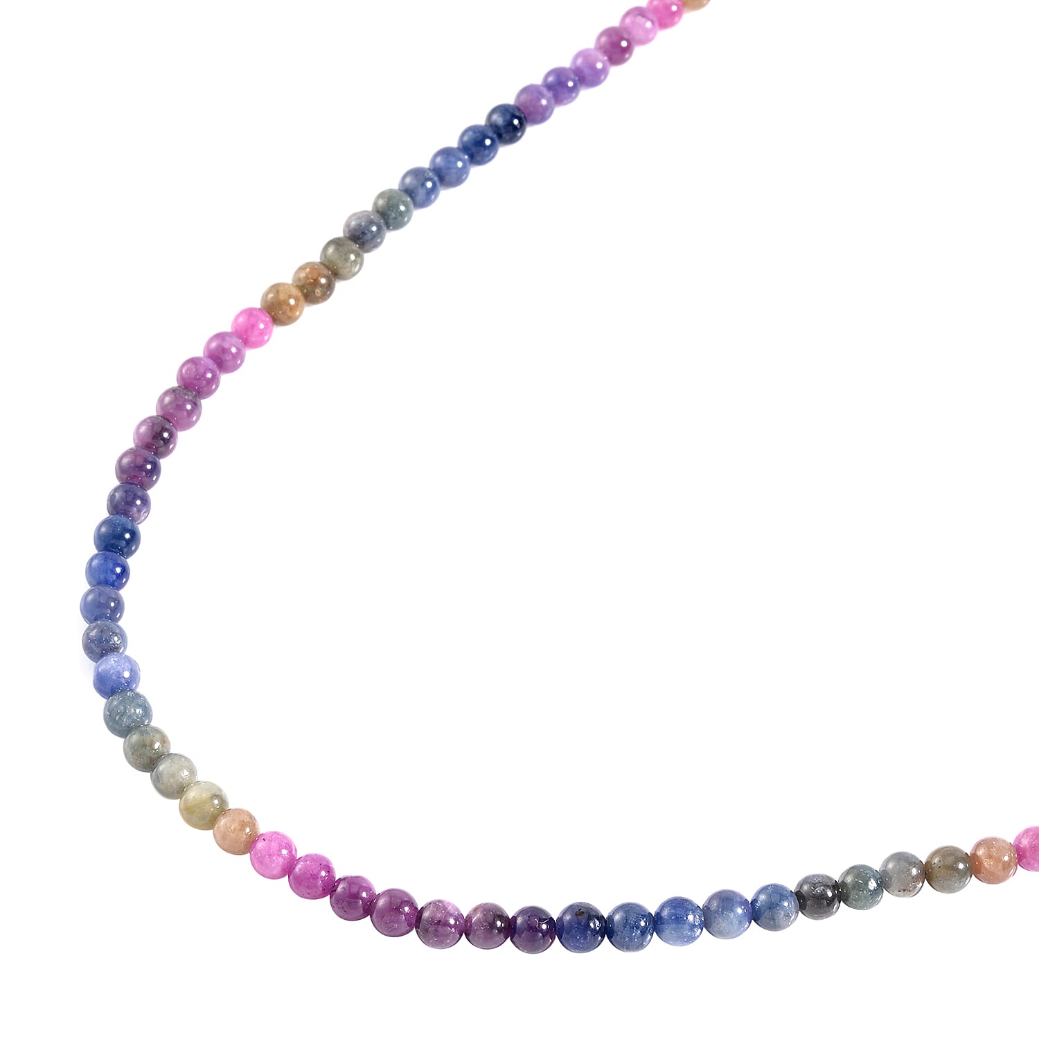 Multi Sapphire and African Ruby (FF) Beaded Necklace 20 Inches in Rhodium Over Sterling Silver 169.20 ctw