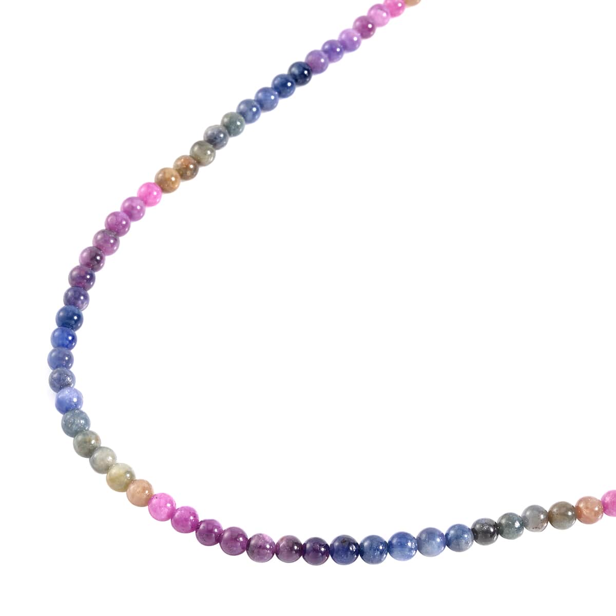 Multi Sapphire and African Ruby (FF) Beaded Necklace 20 Inches in Rhodium Over Sterling Silver 169.20 ctw image number 3