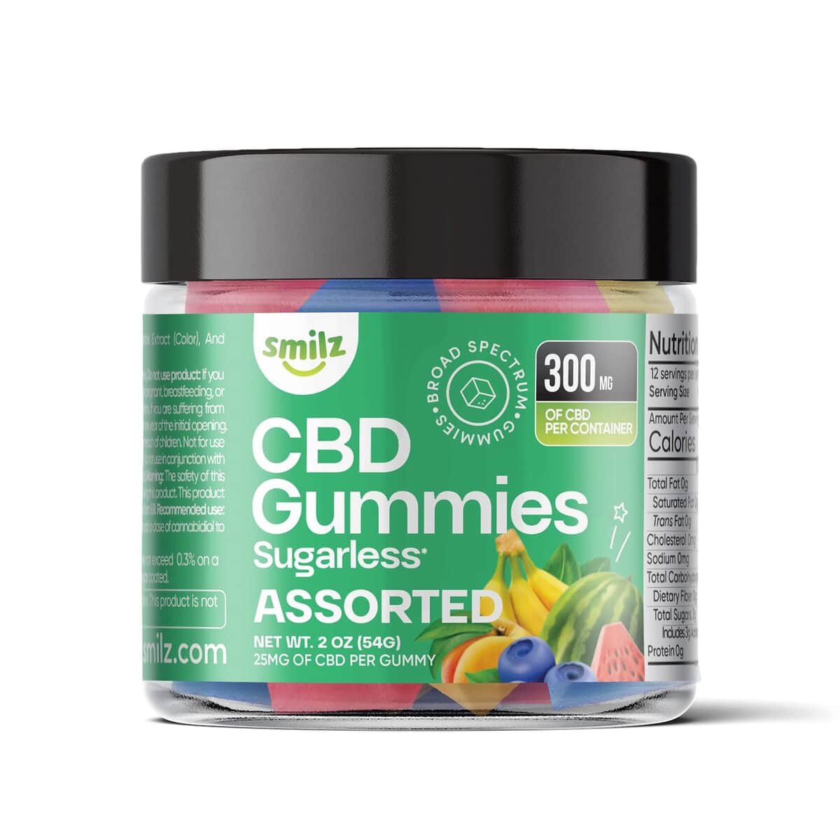 Smilz Assorted Flavors Pectin-infused Broad Spectrum Sugar-free CBD Gummies - 300mg image number 1