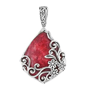 Artisan Crafted Norwegian Thulite Solitaire Pendant in Sterling Silver 42.50 ctw