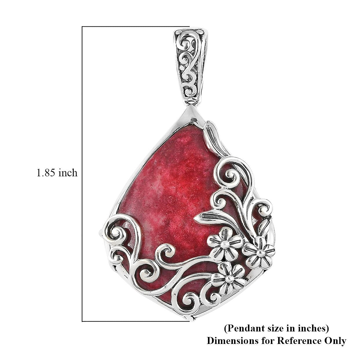 Artisan Crafted Norwegian Thulite Solitaire Pendant in Sterling Silver 42.50 ctw image number 5