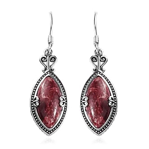 Artisan Crafted Norwegian Thulite Dangling Earrings in Sterling Silver 15.65 ctw