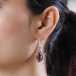 Artisan Crafted Norwegian Thulite Dangling Earrings in Sterling Silver 15.65 ctw