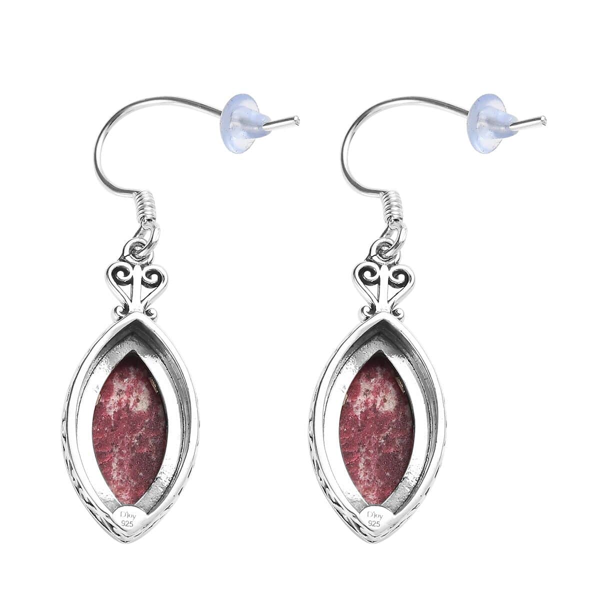 Artisan Crafted Norwegian Thulite Dangling Earrings in Sterling Silver 15.65 ctw image number 3