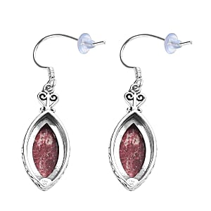 Artisan Crafted Norwegian Thulite Dangling Earrings in Sterling Silver 15.65 ctw