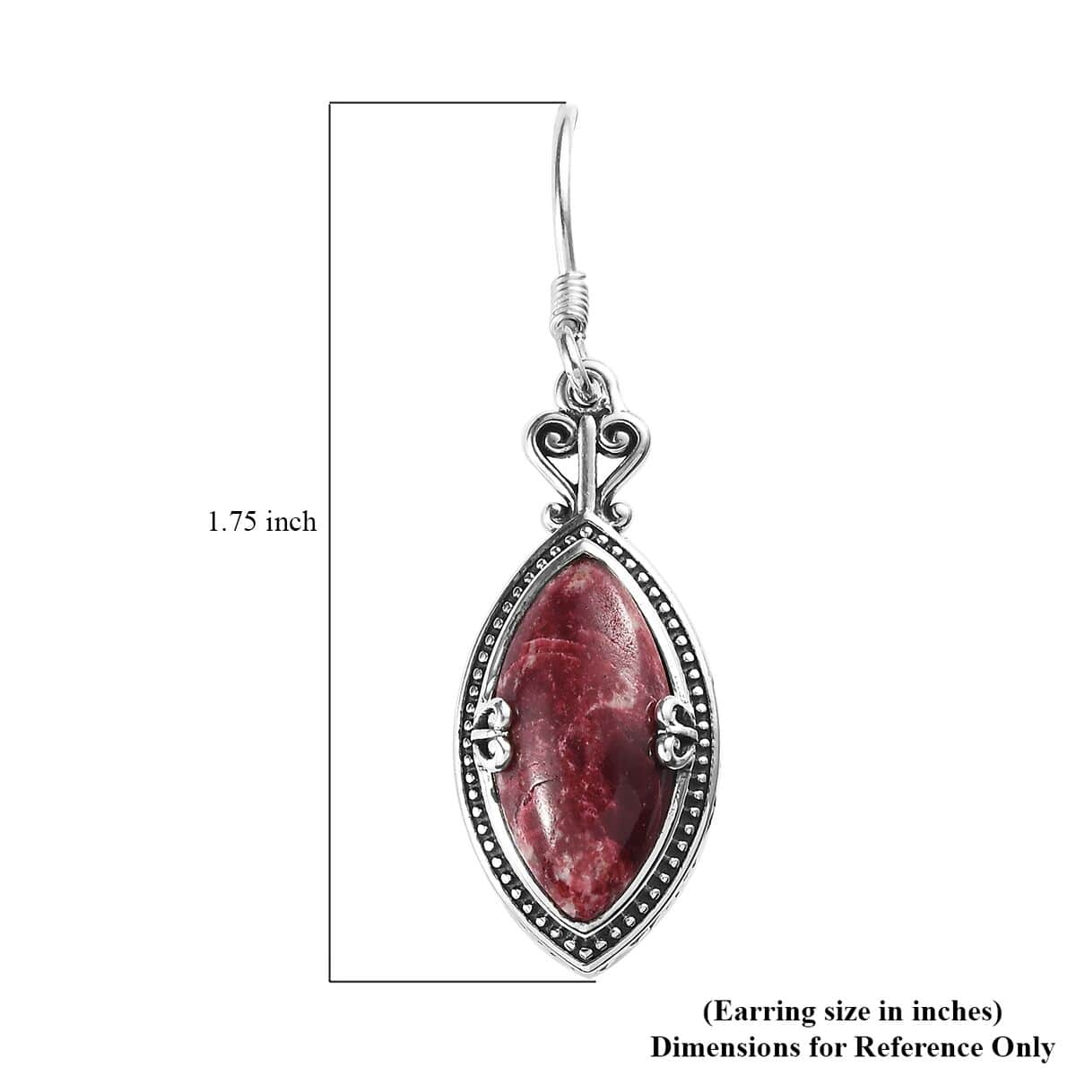 Artisan Crafted Norwegian Thulite Dangling Earrings in Sterling Silver 15.65 ctw image number 4