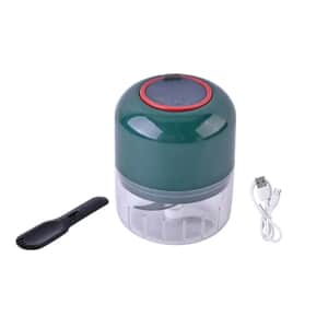 Green Rechargeable Portable and Cordless Garlic Chopper with USB Cable (Battery Capacity 1200mAh)