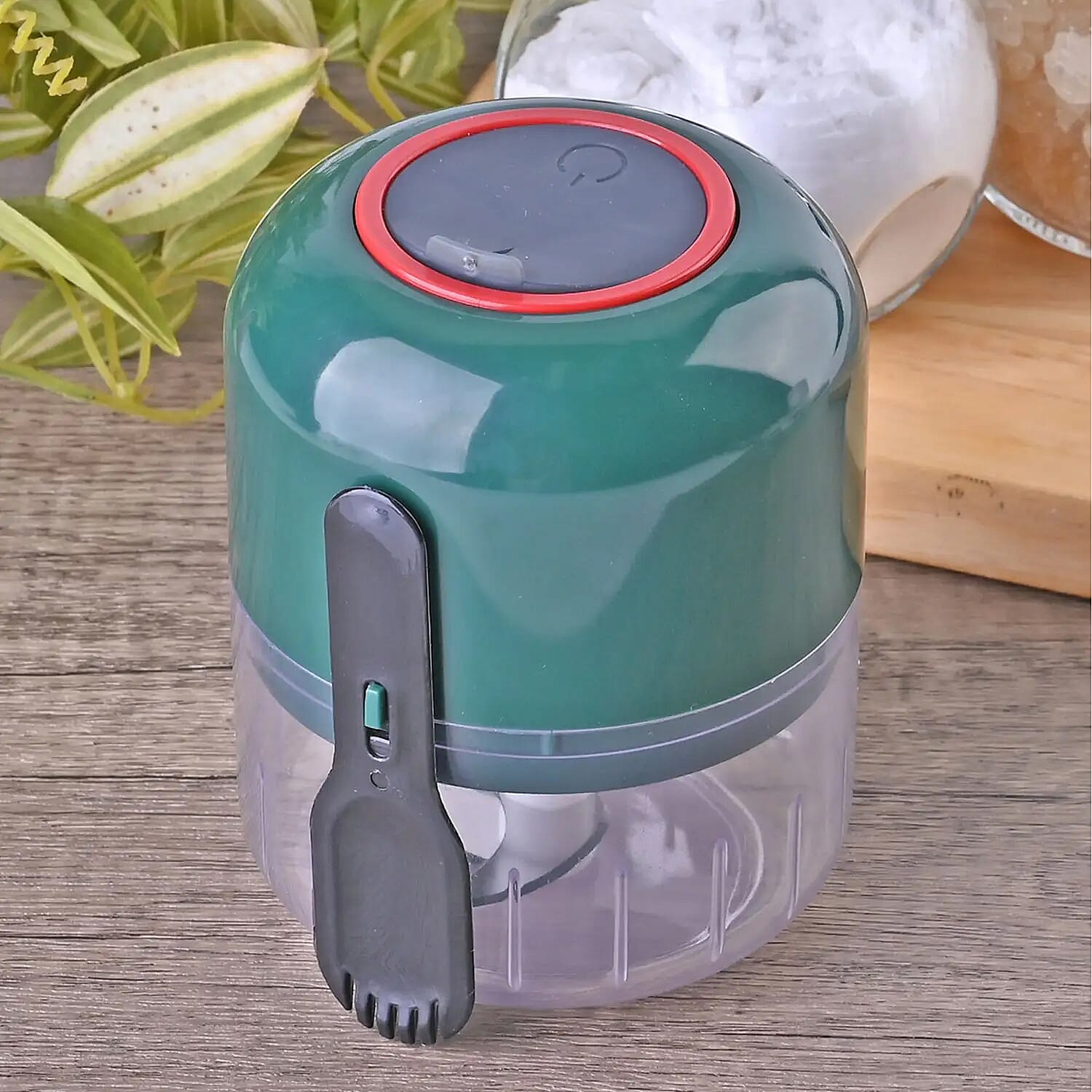 Green Rechargeable Portable and Cordless Garlic Chopper with USB Cable (Battery Capacity 1200mAh)