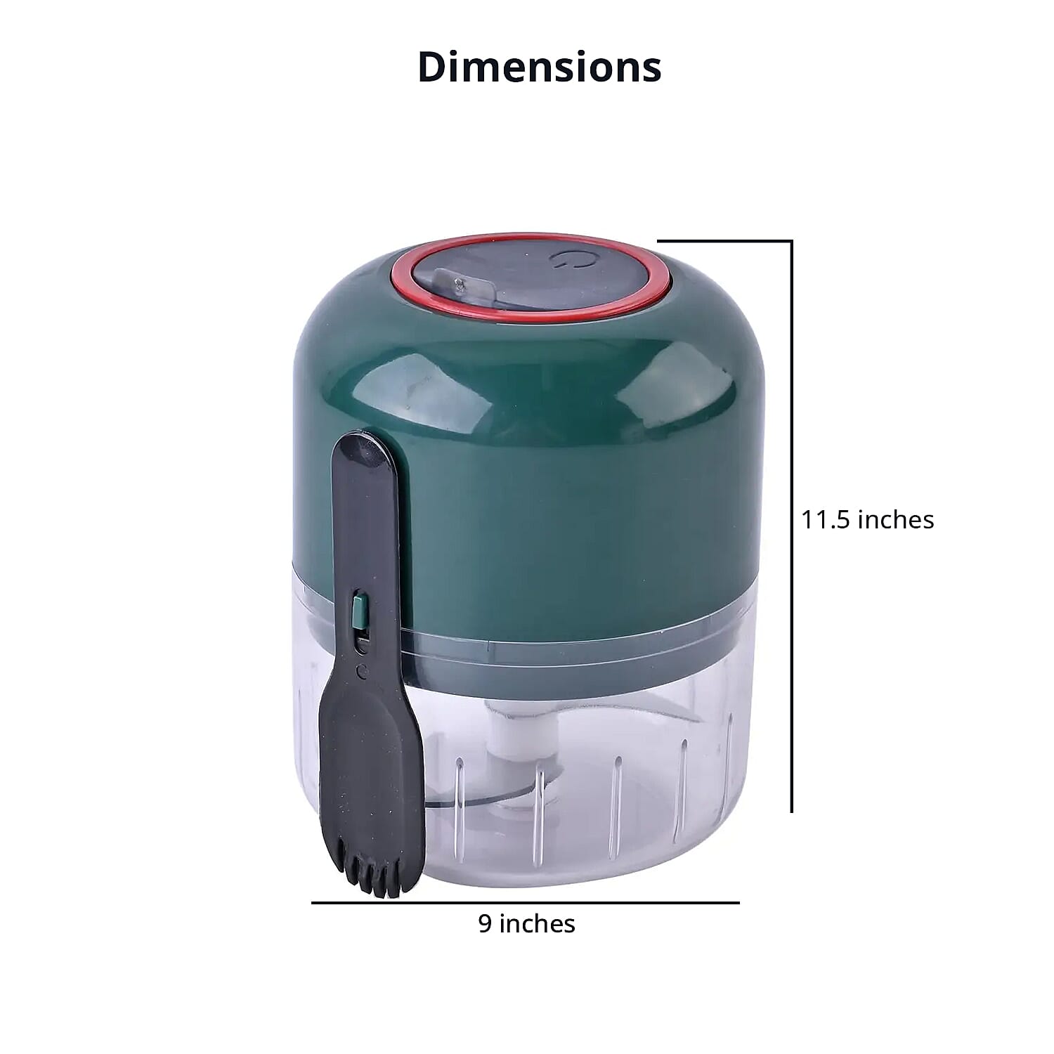 Green Rechargeable Portable and Cordless Garlic Chopper with USB Cable (Battery Capacity 1200mAh)
