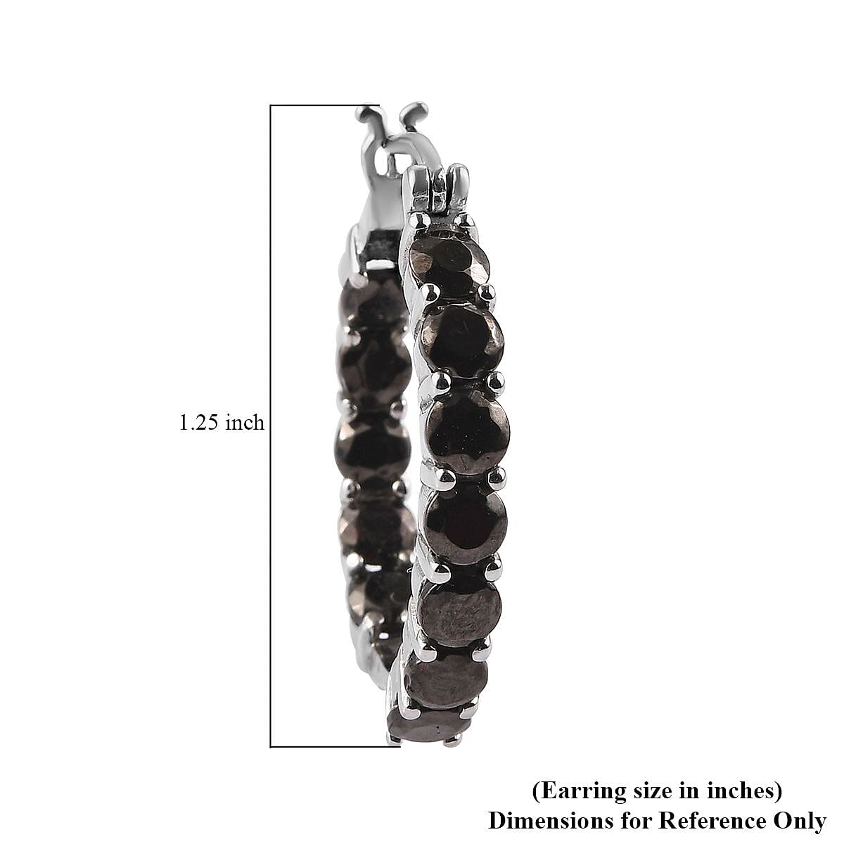 Elite Shungite Hoop Earrings in Stainless Steel 4.15 ctw , Tarnish-Free, Waterproof, Sweat Proof Jewelry image number 2