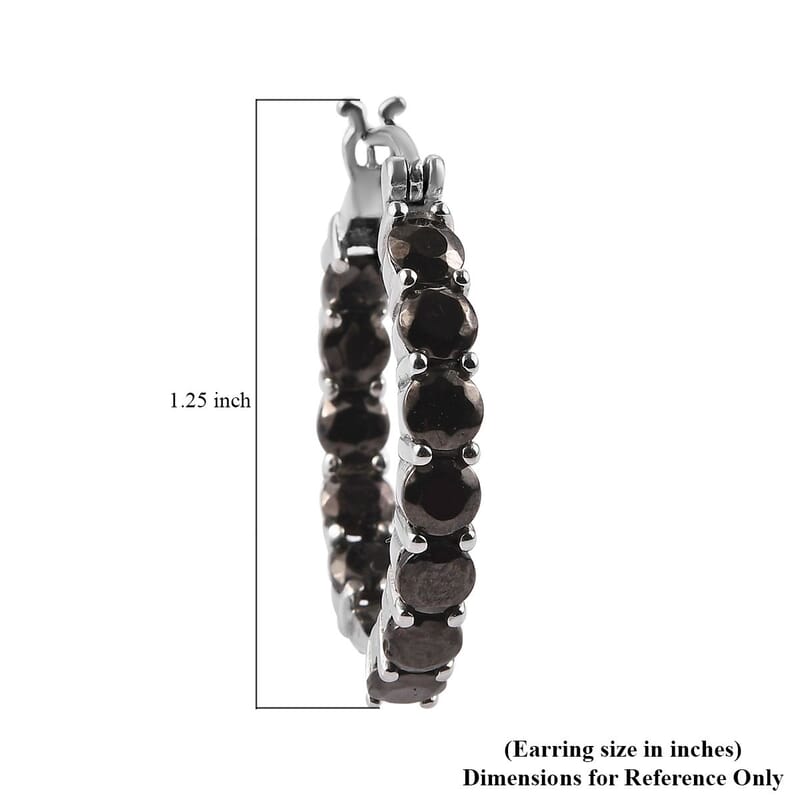 Elite Shungite Hoop Earrings in Stainless Steel 4.15 ctw , Tarnish-Free, Waterproof, Sweat Proof Jewelry